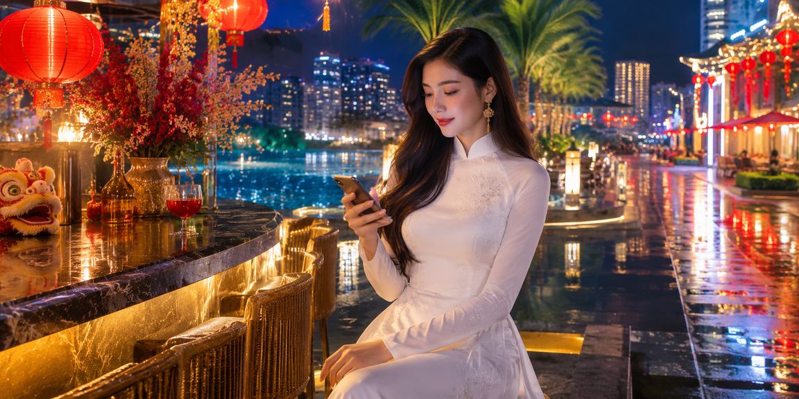 Cược thủ Việt Nam xem kết quả cá cược trực tuyến trên màn hình trong không gian hiện đại